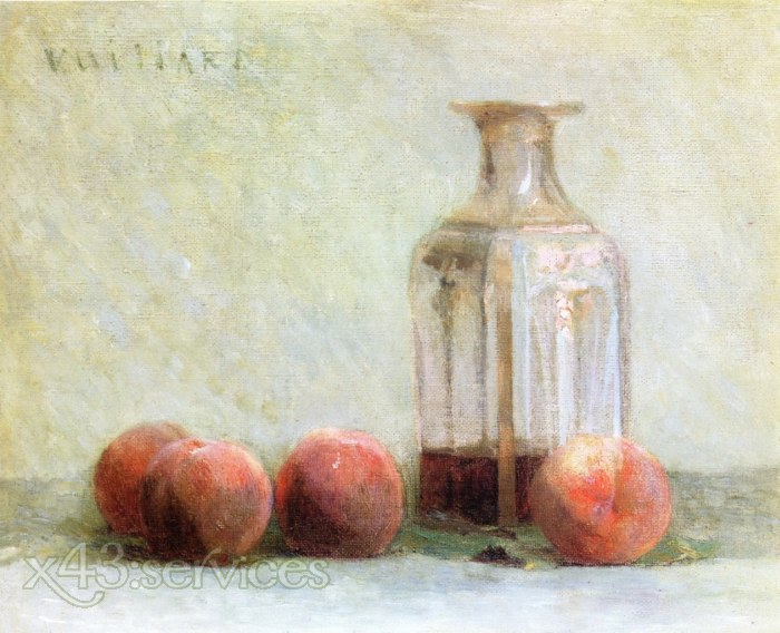 Edouard Vuillard - Weinkaraffe und vier Pfirsiche - Carafe of Wine and Four Peaches - zum Schließen ins Bild klicken
